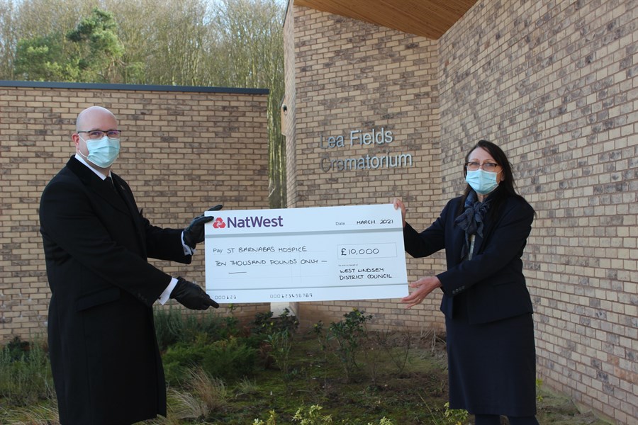 Lea Fields Crematorium donates to St Barnabas Hospice