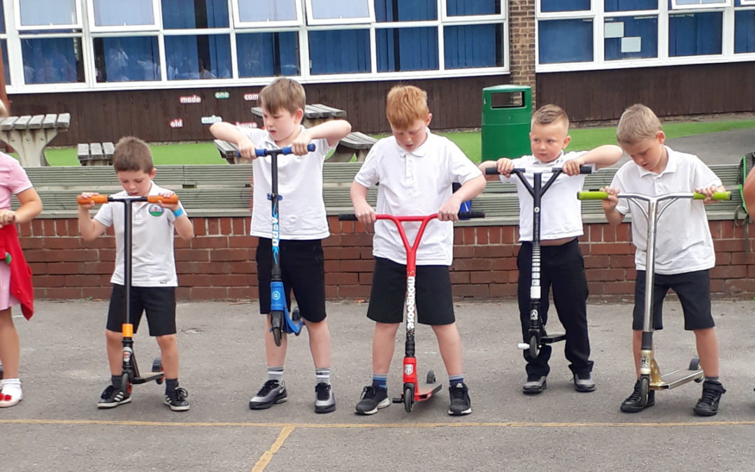 Pupils in-line for safe scooting