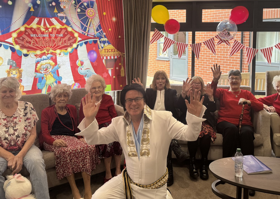 Care home residents wear red to show they care